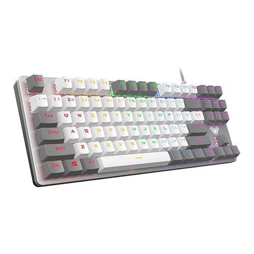 Aula F3287 Wired TKL 80% Compact 87Keys White&Grey keycaps Mechanical Gaming Keyboard on Sale