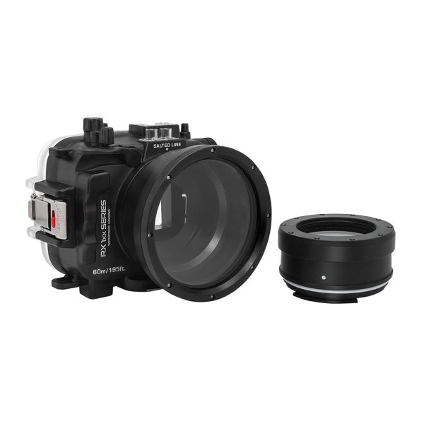 60M 195FT Waterproof housing for Sony RX1xx series Salted Line with 67mm threaded short   Macro port for RX100 III IV V (Black) Online Sale