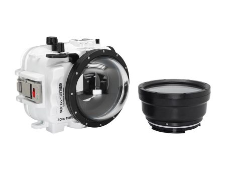 60M 195FT Waterproof housing for Sony RX1xx series Salted Line with 4  Dry Dome Port (White) Discount