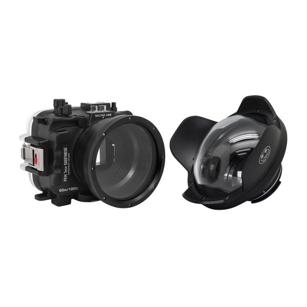 60M 195FT Waterproof housing for Sony RX1xx series Salted Line with 6  Dry Dome Port (Black) Discount