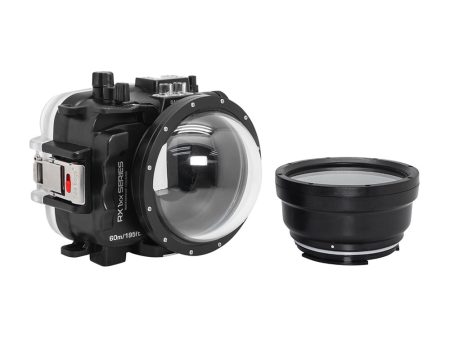 60M 195FT Waterproof housing for Sony RX1xx series Salted Line with 4  Dry Dome Port (Black) For Discount