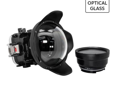 60M 195FT Waterproof housing for Sony RX1xx series Salted Line with 6  Optical Glass Dry Dome Port (Black) Hot on Sale