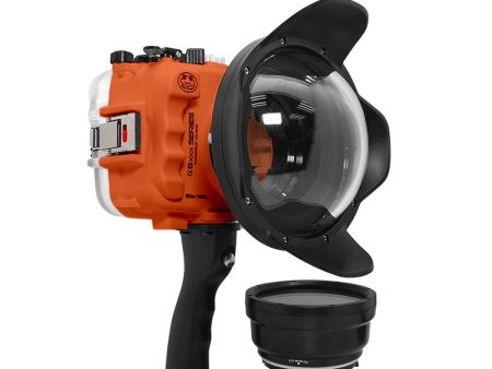 SeaFrogs UW housing for Sony A6xxx series Salted Line with pistol grip & 6  Dry dome port (Orange)   GEN 3 Hot on Sale