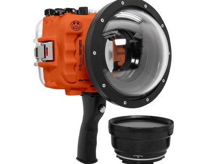 SeaFrogs 60M 195FT Waterproof housing for Sony A6xxx series Salted Line with pistol grip & 6  Dry dome port (Orange) - Surfing photography edition   GEN 3 Cheap